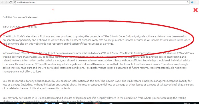 The Bitcoin Code Disclaimer