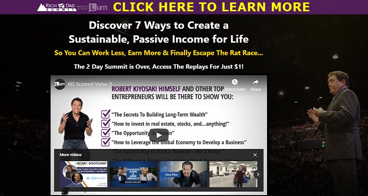 Screenshot of Rich Dad Summit Webpage