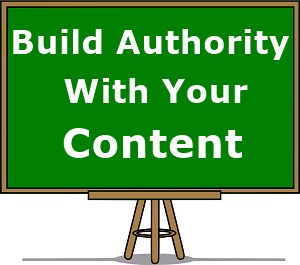 Board with the words build authority with your content